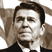 Black-and-White portrait of former president Ronald Reagan