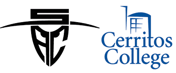 Side by side logo of S A C Dons logo and Cerritos College logo.